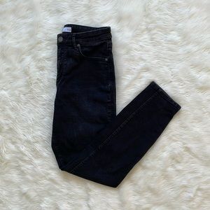Loft Curvy High Waist Skinny Denim Jeans Black Gray Wash Size 8